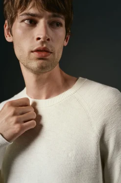 OOTO Camisolas-Suéter de gola redonda de algodão cru Branco