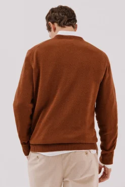 Cortefiel Camisolas-Suéter de lã com bico redonda Castanho