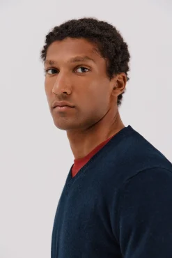 Cortefiel Camisolas-Suéter de lã com bico redonda Azul