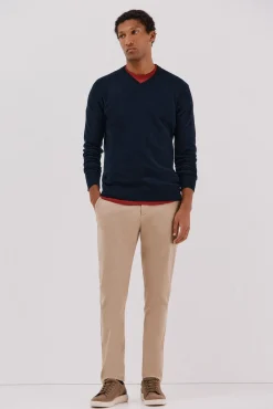 Cortefiel Camisolas-Suéter de lã com bico redonda Azul