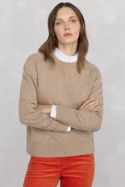 Pedro del Hierro Camisolas-Suéter de lã com gola caixa Beige