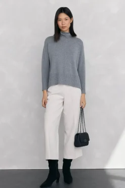 Pedro del Hierro Camisolas-Suéter de lã com gola e costura central Cizento