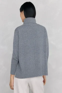 Pedro del Hierro Camisolas-Suéter de lã com gola e costura central Cizento