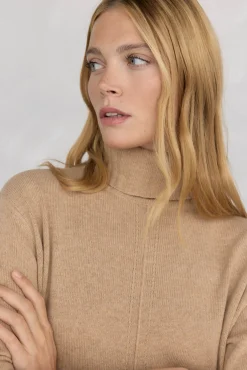 Pedro del Hierro Camisolas-Suéter de lã com gola e costura central Beige