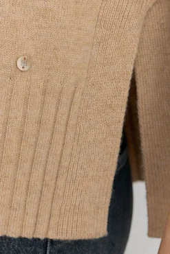 Pedro del Hierro Camisolas-Suéter de lã com gola e costura central Beige