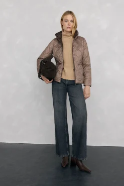 Pedro del Hierro Camisolas-Suéter de lã com gola e costura central Beige