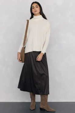 Pedro del Hierro Camisolas-Suéter de lã com gola e costura central Ecru