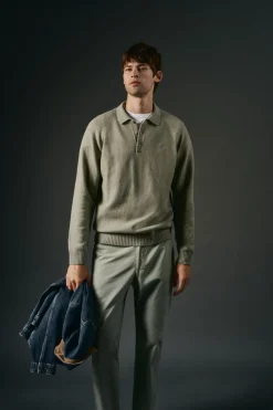 OOTO Camisolas-Suéter de lã com gola polo Verde