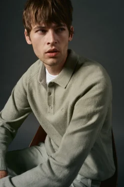 OOTO Camisolas-Suéter de lã com gola polo Verde