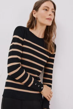 Cortefiel Camisolas-Suéter de listras Preto