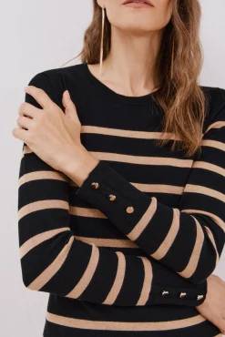 Cortefiel Camisolas-Suéter de listras Preto