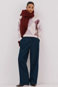 Cortefiel Camisolas-Suéter de malha diamante Roxo