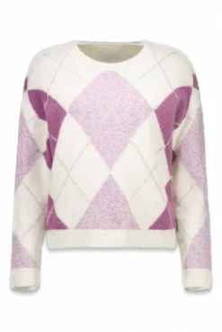 Cortefiel Camisolas-Suéter de malha diamante Roxo