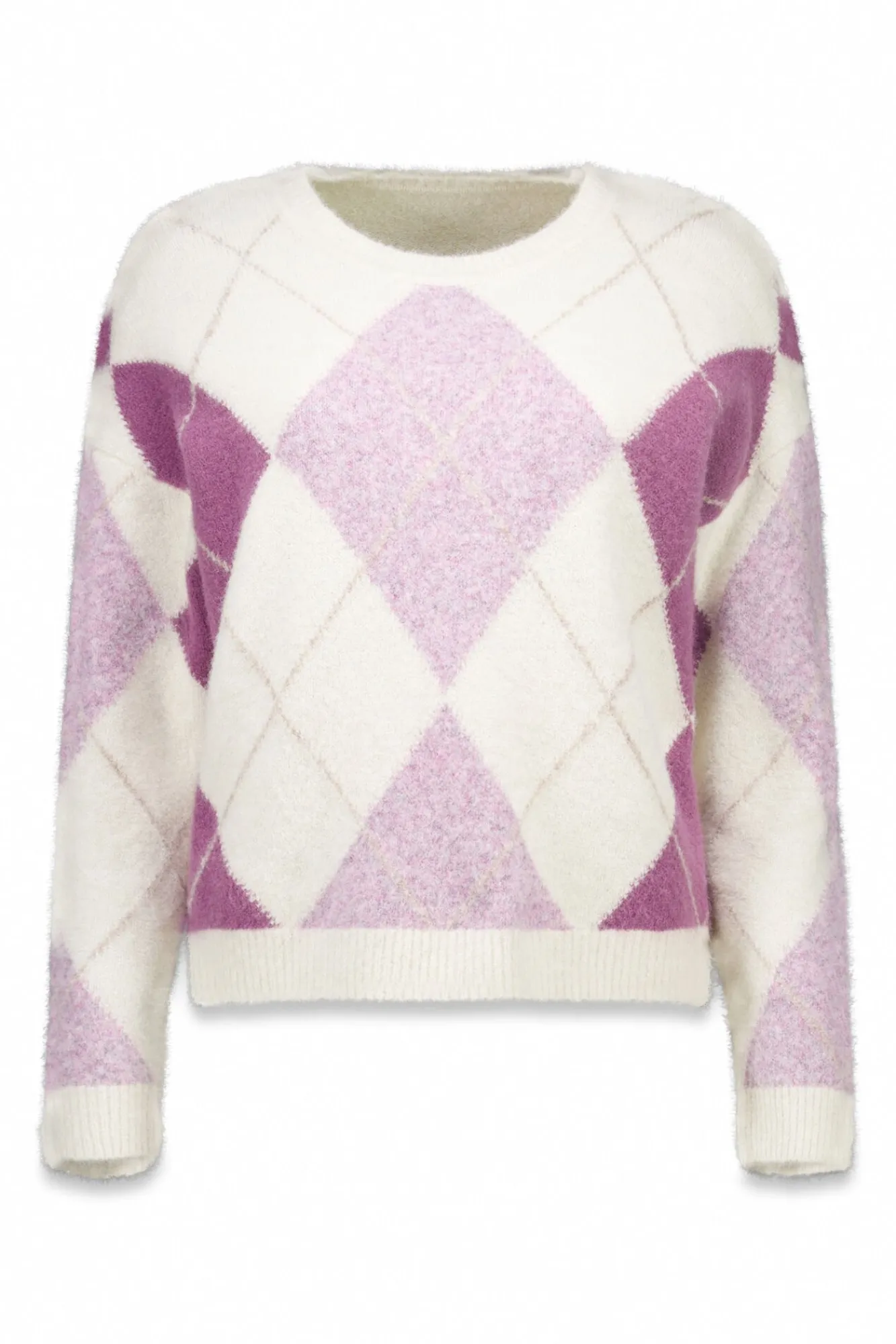 Cortefiel Camisolas-Suéter de malha diamante Roxo