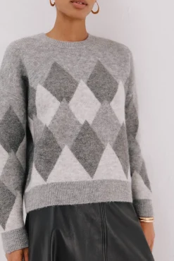 Cortefiel Camisolas-Suéter de malha diamante Cinzento