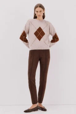 Cortefiel Camisolas-Suéter de malha diamante Tostado