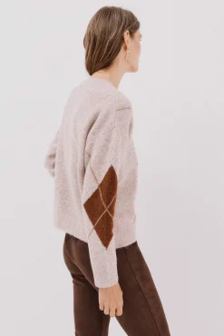 Cortefiel Camisolas-Suéter de malha diamante Tostado