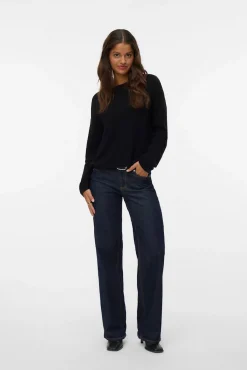 Vero Moda Camisolas-Suéter de malha fina com gola canoa Preto