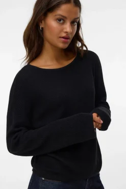 Vero Moda Camisolas-Suéter de malha fina com gola canoa Preto