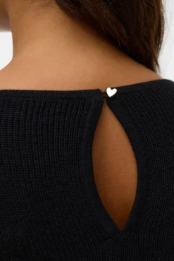 Vero Moda Camisolas-Suéter de malha fina com gola canoa Preto