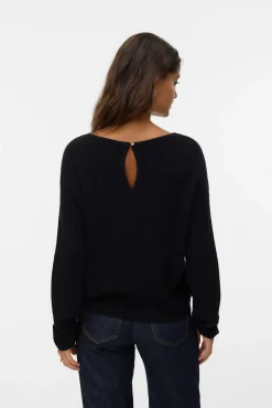 Vero Moda Camisolas-Suéter de malha fina com gola canoa Preto