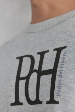 Pedro del Hierro Camisolas-Suéter de malha fina com logo grande Cizento