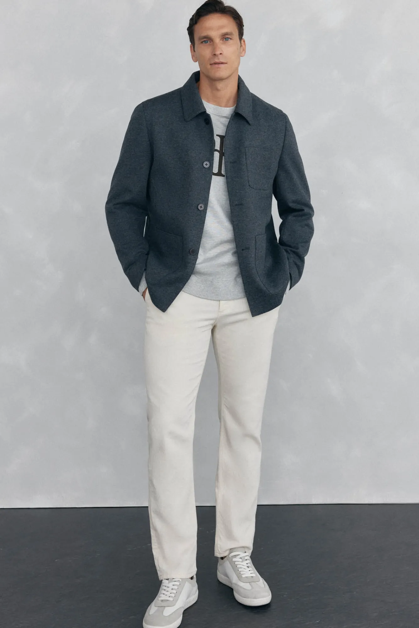 Pedro del Hierro Camisolas-Suéter de malha fina com logo grande Cizento