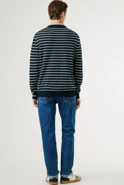 Pepe Jeans Camisolas-Suéter de malha listrado de corte regular azul