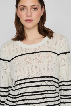 Vila Camisolas-Suéter de malha malha de algodão orgânico Branco