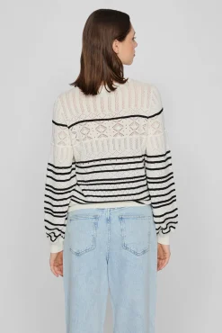 Vila Camisolas-Suéter de malha malha de algodão orgânico Branco