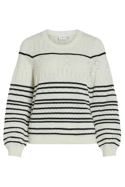 Vila Camisolas-Suéter de malha malha de algodão orgânico Branco