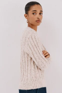 Cortefiel Camisolas-Suéter de malha torcida Ecru