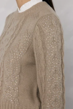 Pedro del Hierro Camisolas-Suéter de malha trançada com oitos brilhantes Verde