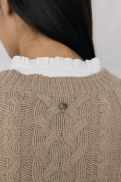 Pedro del Hierro Camisolas-Suéter de malha trançada com oitos brilhantes Verde