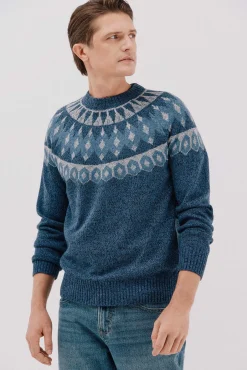 Cortefiel Camisolas-Suéter de Natal com gola caixa de lã Azul