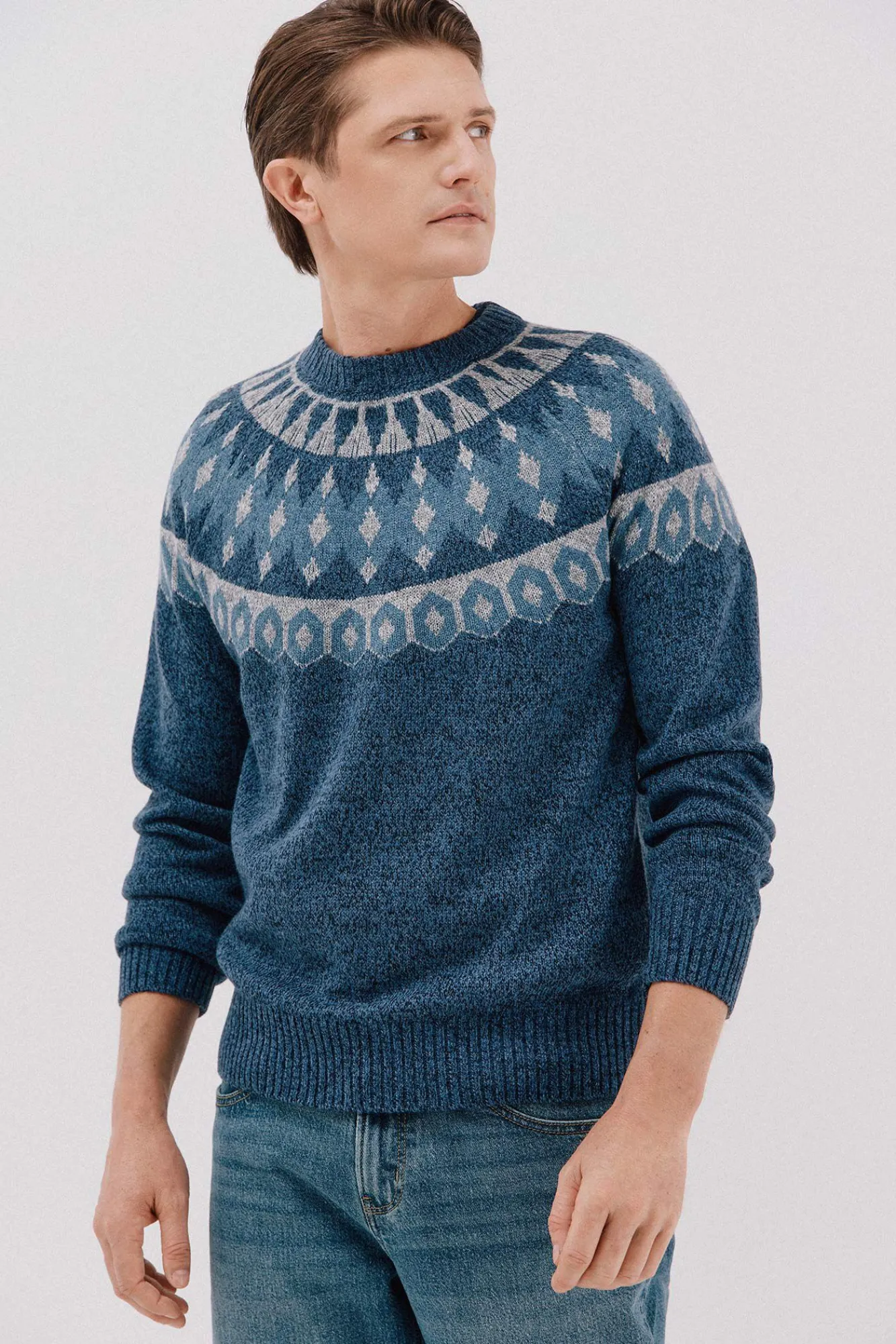 Cortefiel Camisolas-Suéter de Natal com gola caixa de lã Azul