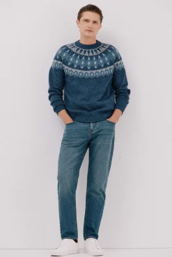 Cortefiel Camisolas-Suéter de Natal com gola caixa de lã Azul