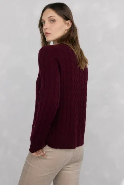 Pedro del Hierro Camisolas-Suéter de oitos de lã merino Bordeaux