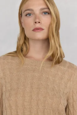 Pedro del Hierro Camisolas-Suéter de oitos de lã merino Beige