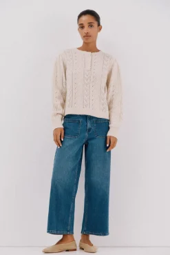 Cortefiel Camisolas-Suéter de padeiro vazado Ecru