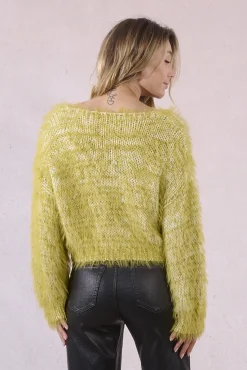 Molly Bracken Camisolas-Suéter de pelúcia feminino de manga comprida Verde