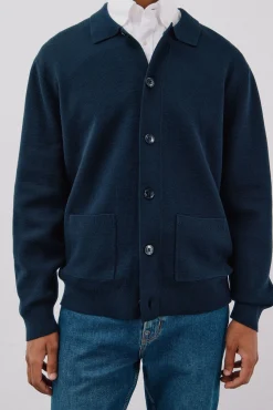 Cortefiel Camisolas-Suéter de sobrecamisa de algodão Azul