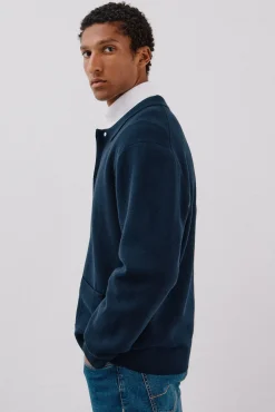 Cortefiel Camisolas-Suéter de sobrecamisa de algodão Azul