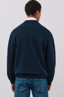 Cortefiel Camisolas-Suéter de sobrecamisa de algodão Azul