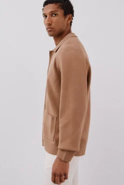 Cortefiel Camisolas-Suéter de sobrecamisa de algodão Tostado