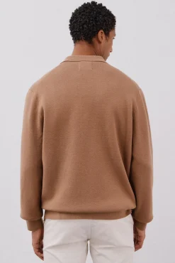 Cortefiel Camisolas-Suéter de sobrecamisa de algodão Tostado