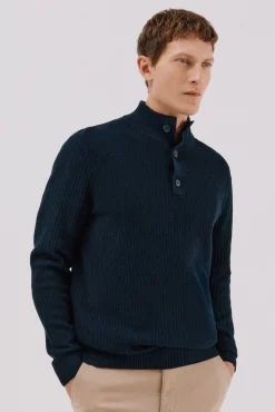 Cortefiel Camisolas-Suéter estruturado de algodão Azul