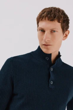 Cortefiel Camisolas-Suéter estruturado de algodão Azul