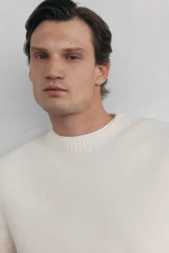 Pedro del Hierro Camisolas-Suéter estruturado de lã com gola redonda Ecru