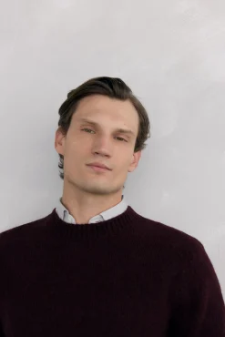 Pedro del Hierro Camisolas-Suéter estruturado de lã com gola redonda Bordeaux